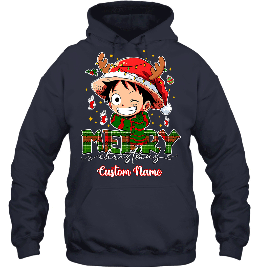 One Piece Monkey D. Luffy Christmas – Add Your Name For A Festive Touch Graphic T-shirt
