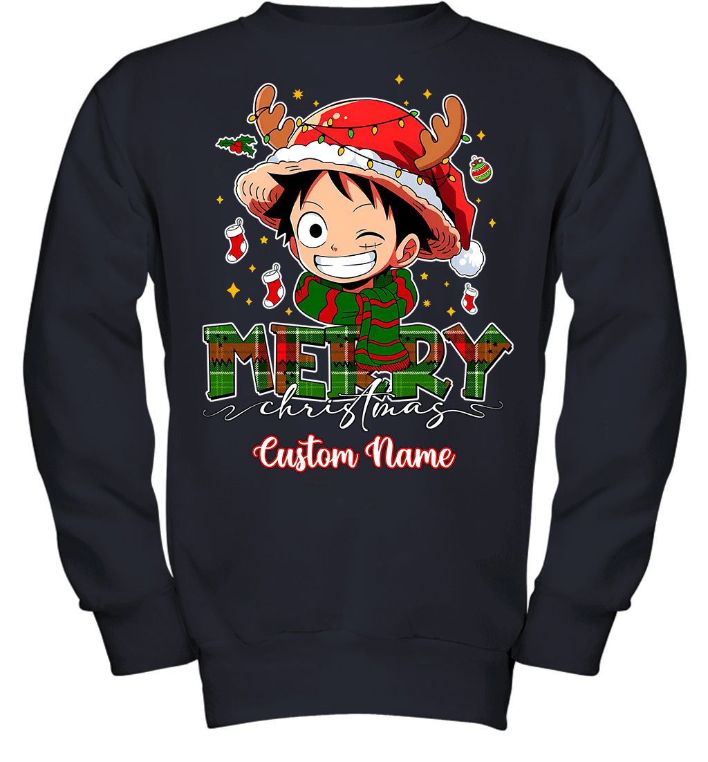 One Piece Monkey D. Luffy Christmas – Add Your Name For A Festive Touch Graphic T-shirt