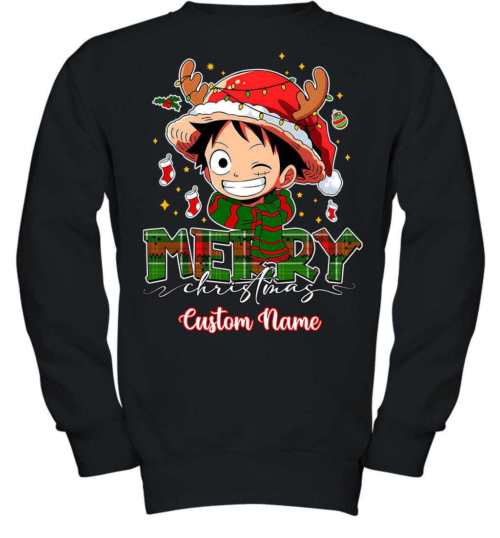One Piece Monkey D. Luffy Christmas – Add Your Name For A Festive Touch Graphic T-shirt
