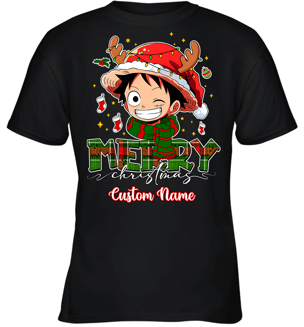 One Piece Monkey D. Luffy Christmas – Add Your Name For A Festive Touch Graphic T-shirt