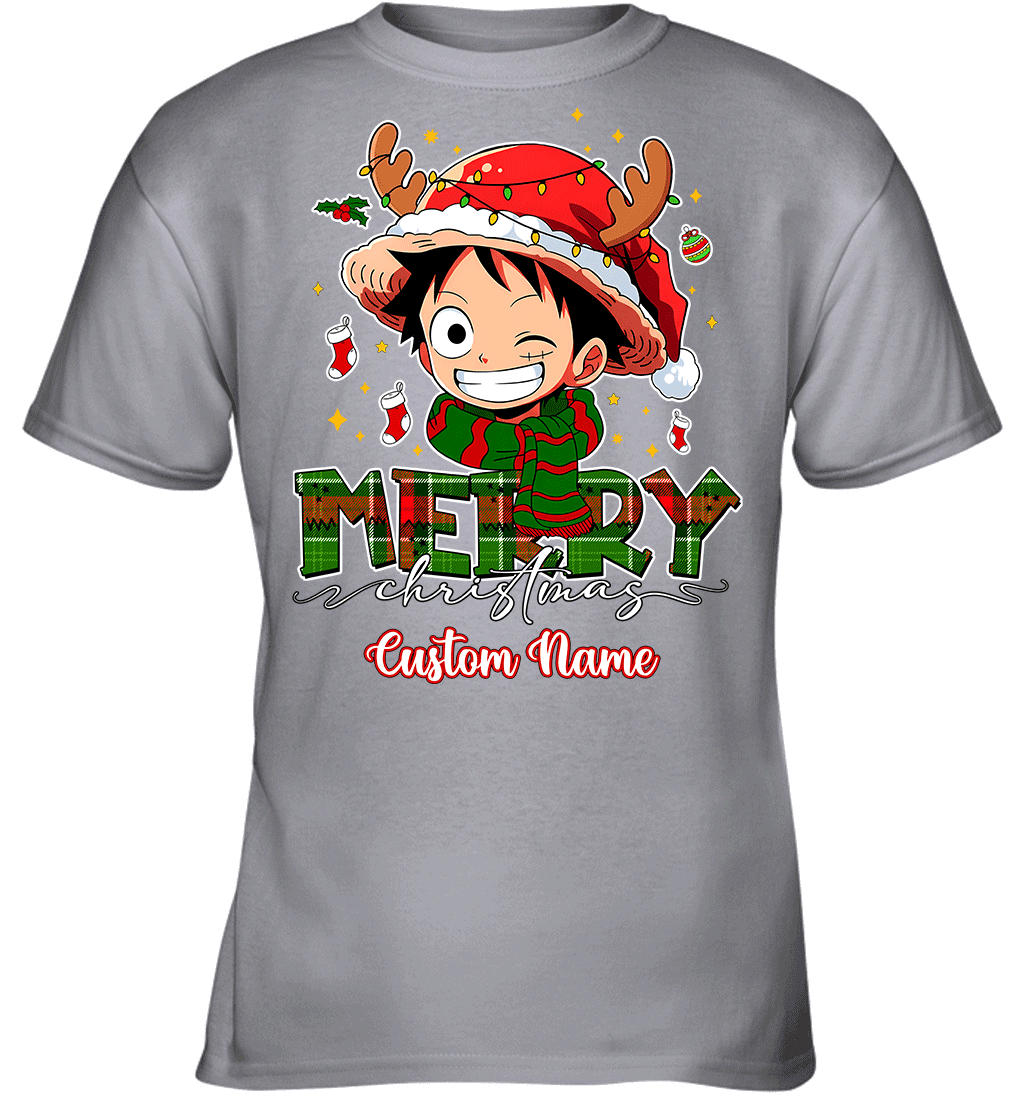 One Piece Monkey D. Luffy Christmas – Add Your Name For A Festive Touch Graphic T-shirt