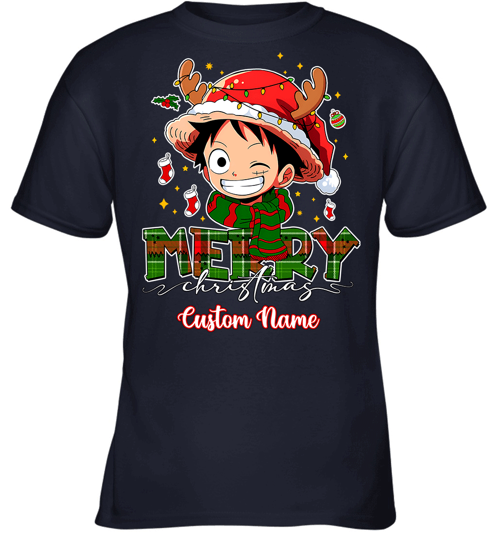 One Piece Monkey D. Luffy Christmas – Add Your Name For A Festive Touch Graphic T-shirt