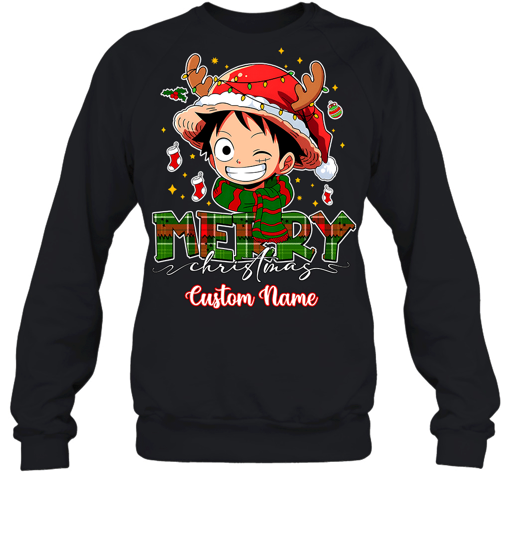 One Piece Monkey D. Luffy Christmas – Add Your Name For A Festive Touch Graphic T-shirt