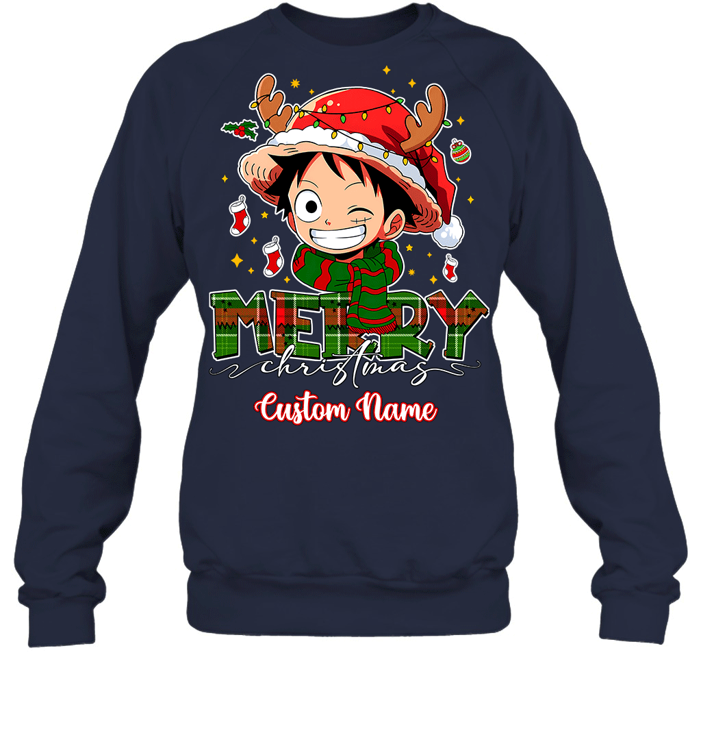 One Piece Monkey D. Luffy Christmas – Add Your Name For A Festive Touch Graphic T-shirt