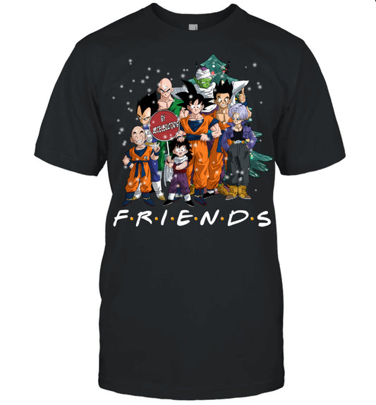Dragon Ball Friends Christmas T-Shirt – Goku, Vegeta & Z Fighters Holiday Tee