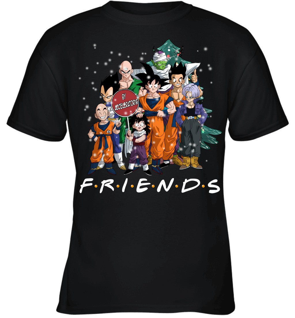 Dragon Ball Friends Christmas T-Shirt – Goku, Vegeta & Z Fighters Holiday Tee