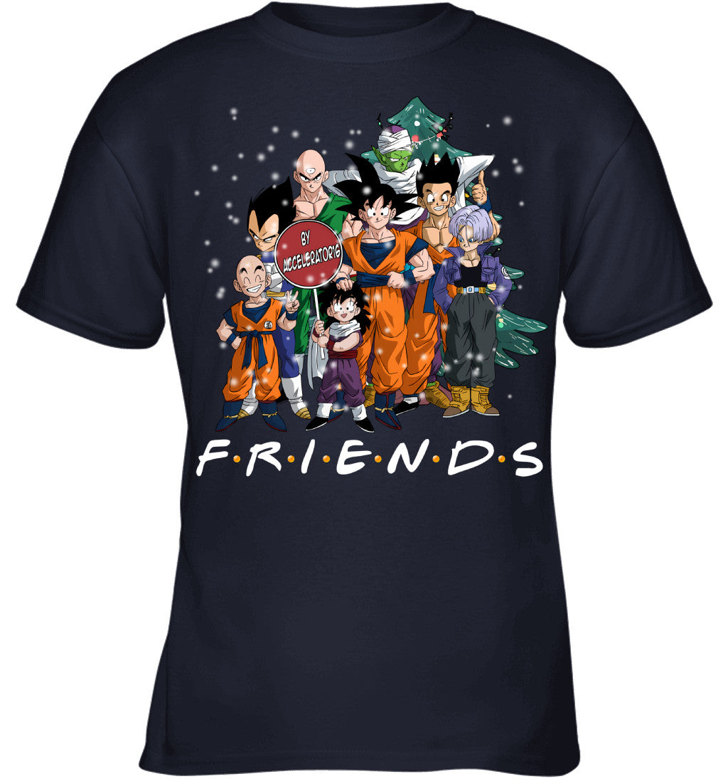 Dragon Ball Friends Christmas T-Shirt – Goku, Vegeta & Z Fighters Holiday Tee