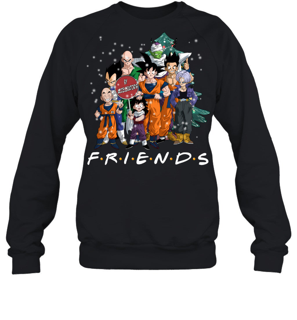 Dragon Ball Friends Christmas T-Shirt – Goku, Vegeta & Z Fighters Holiday Tee