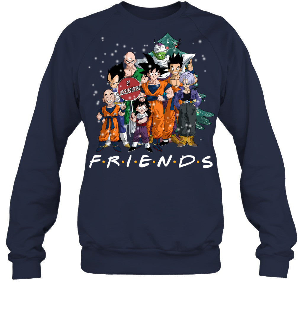 Dragon Ball Friends Christmas T-Shirt – Goku, Vegeta & Z Fighters Holiday Tee