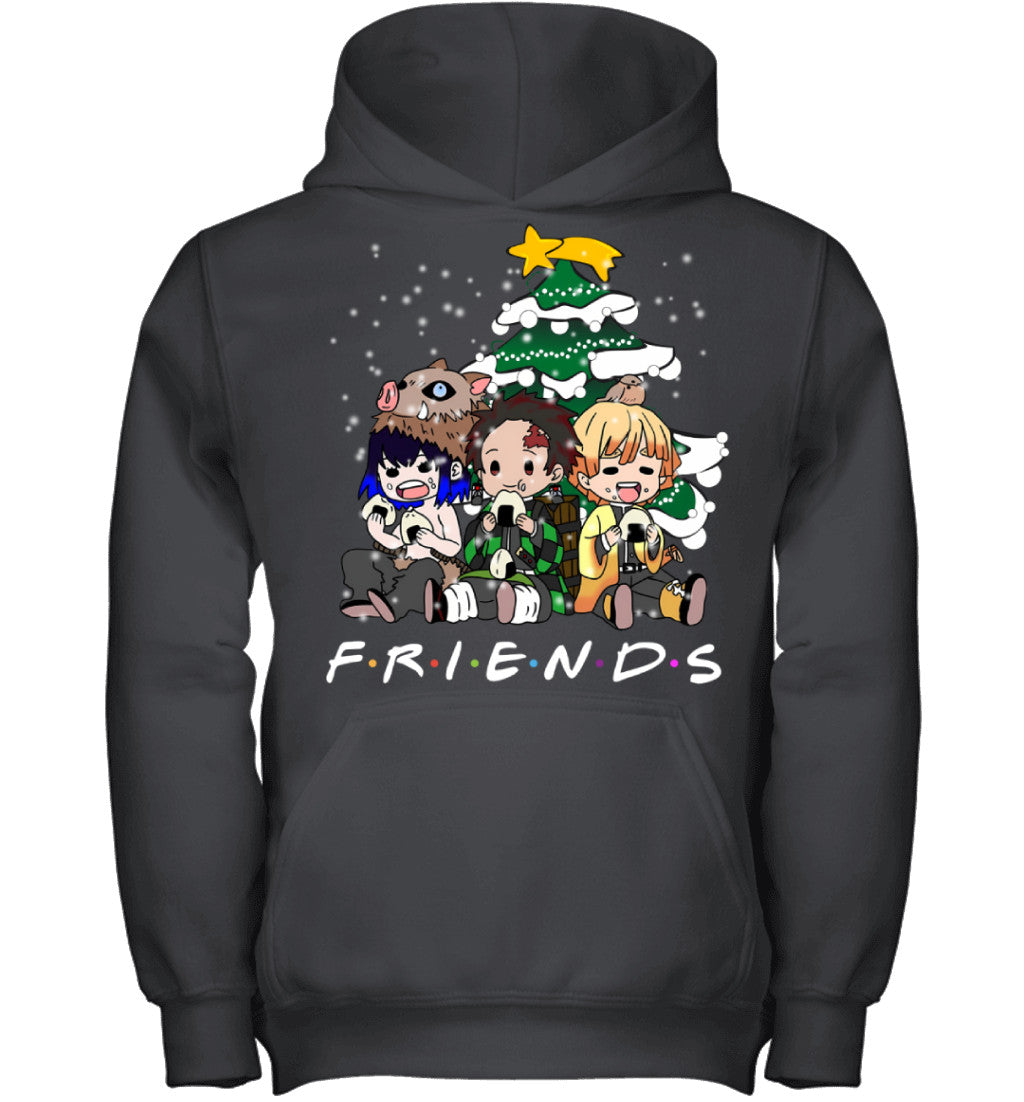 Demon Slayer Friends Christmas T-Shirt – Tanjiro, Zenitsu & Inosuke Holiday Tee