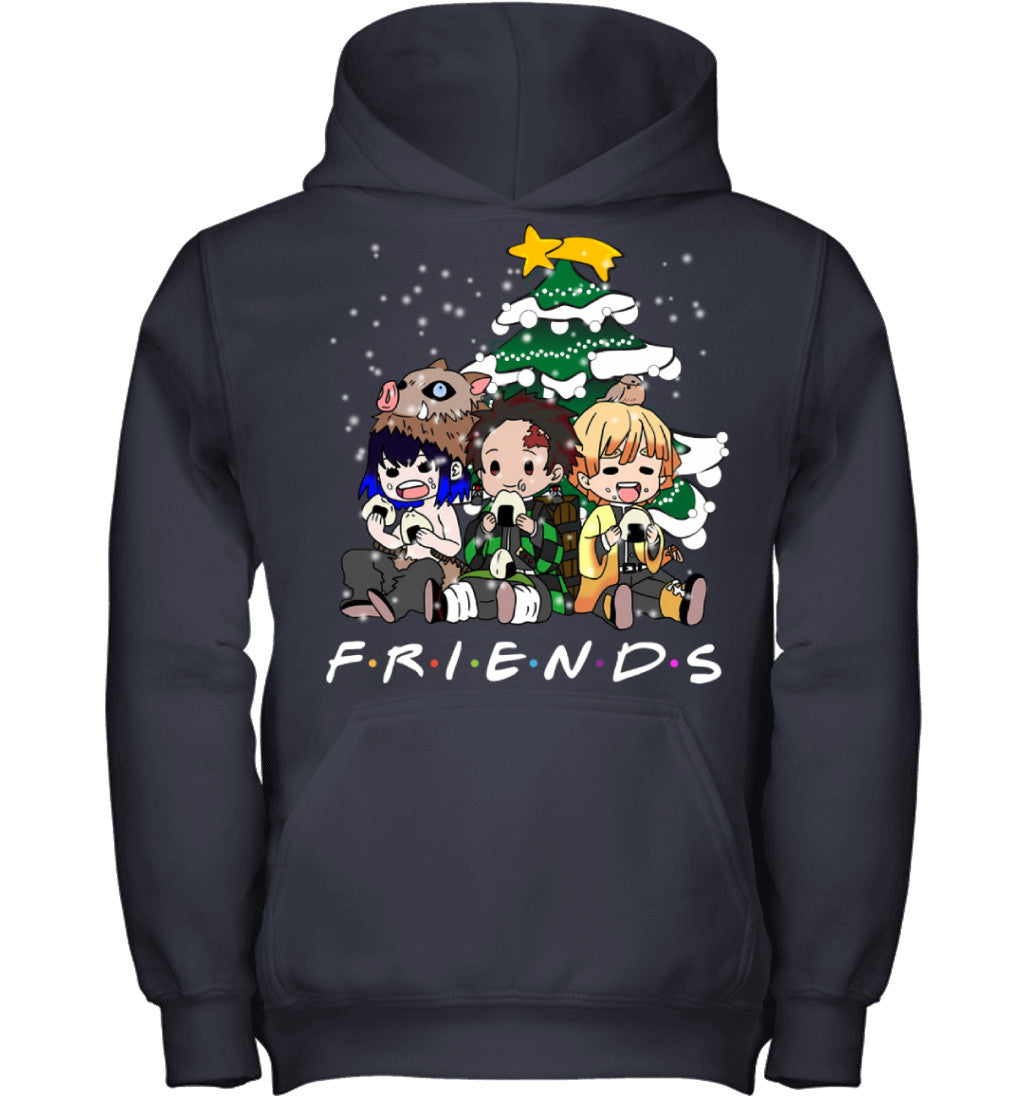 Demon Slayer Friends Christmas T-Shirt – Tanjiro, Zenitsu & Inosuke Holiday Tee