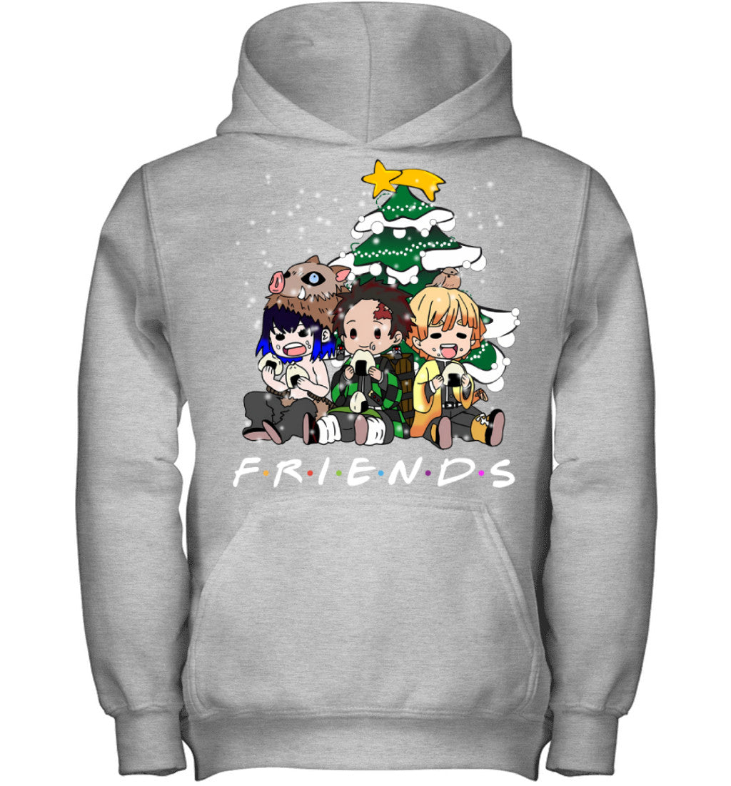 Demon Slayer Friends Christmas T-Shirt – Tanjiro, Zenitsu & Inosuke Holiday Tee