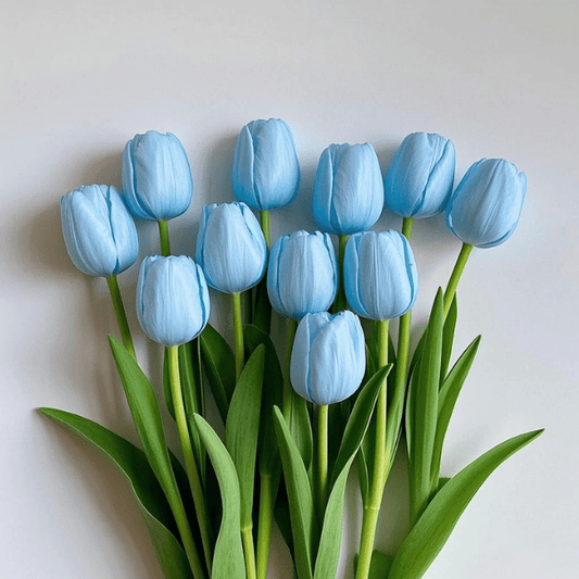 12PCS Light Blue Artificial Tulip Flowers
