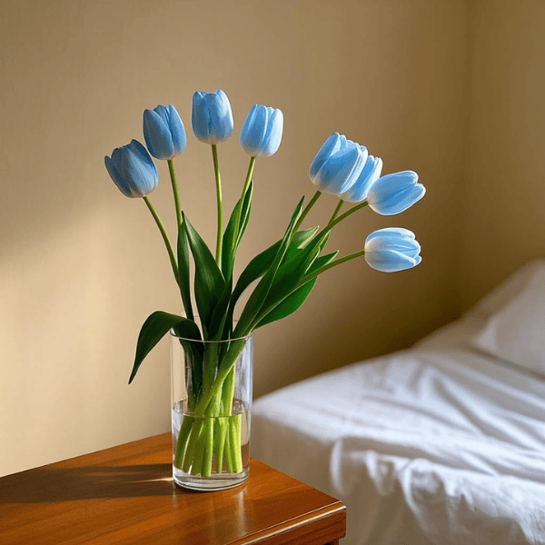 12PCS Light Blue Artificial Tulip Flowers