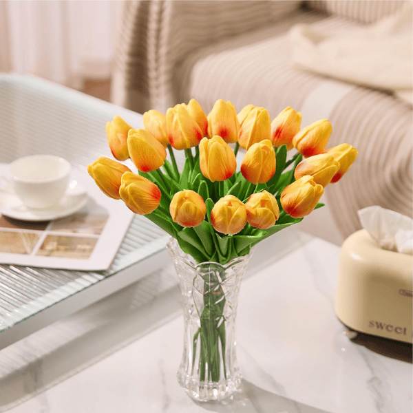30PCS Artificial Orange Tulip Flowers