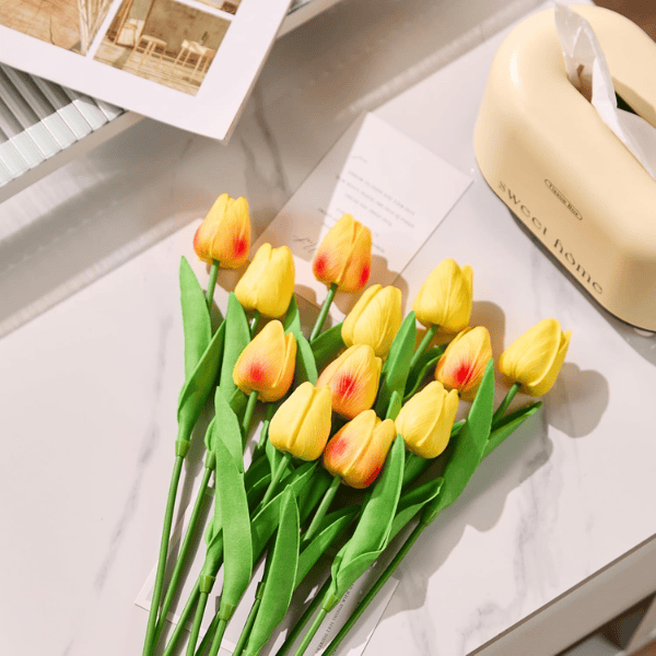 30PCS Artificial Orange Tulip Flowers