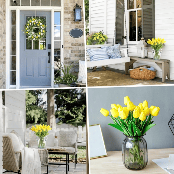 18PCS Artificial Yellow Tulips