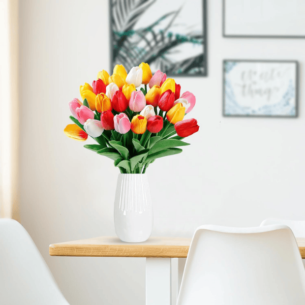 15PCS Artificial Tulips Multi-Color – Real Touch PU Fake Flowers