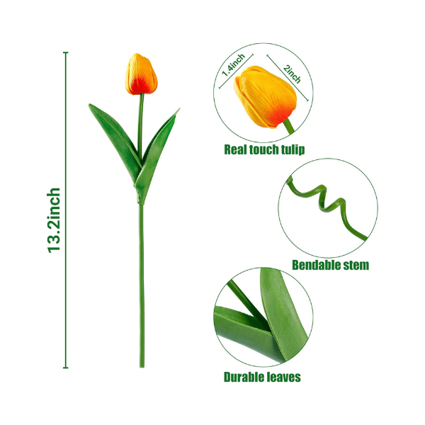 15PCS Artificial Tulips Multi-Color – Real Touch PU Fake Flowers