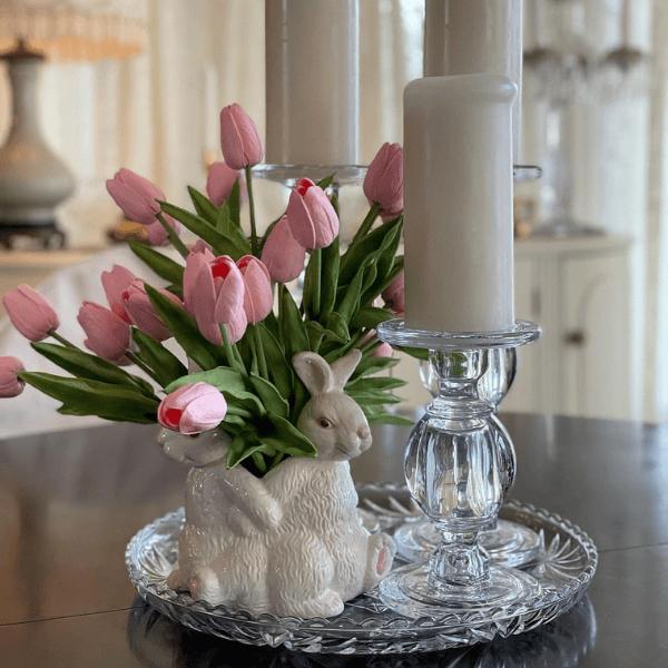 Pink Tulips Artificial Flowers 18Pcs Faux Tulip Real Touch PU Bouquet