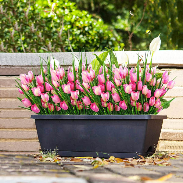 8 Bundles Outdoor Artificial Tulips Light Pink