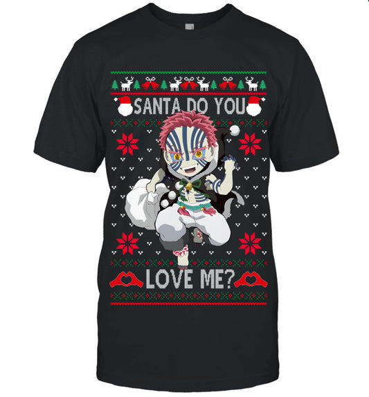 Akaza Demon Slayer Santa Do You Love Me Ugly Christmas T-Shirt