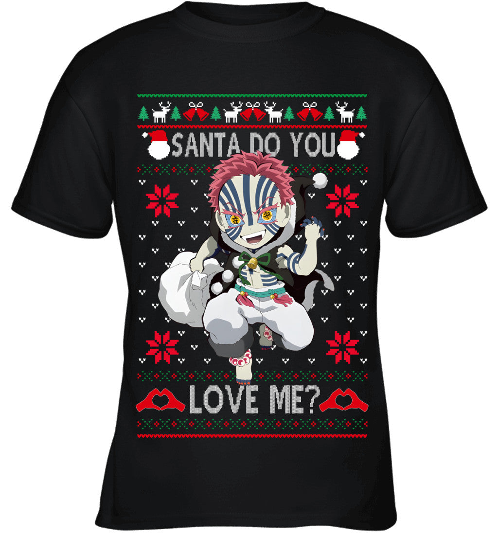 Akaza Demon Slayer Santa Do You Love Me Ugly Christmas T-Shirt