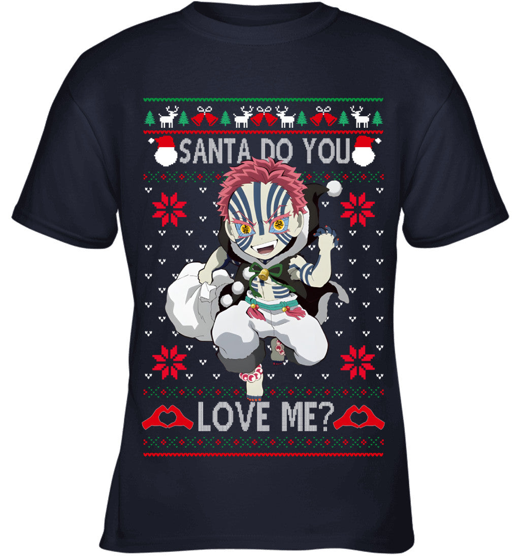 Akaza Demon Slayer Santa Do You Love Me Ugly Christmas T-Shirt