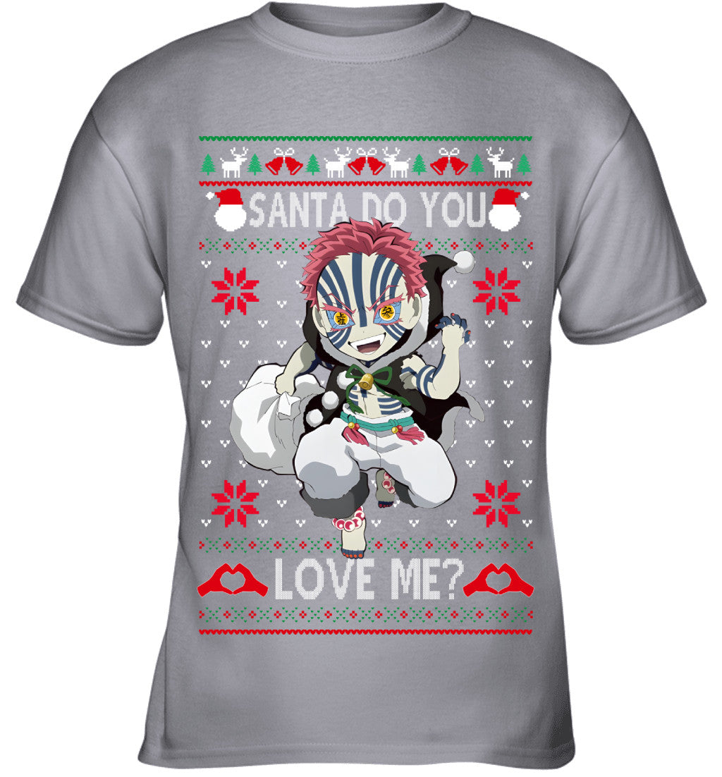 Akaza Demon Slayer Santa Do You Love Me Ugly Christmas T-Shirt