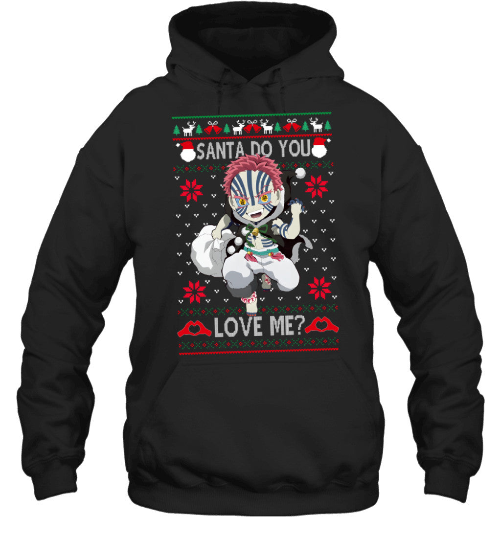 Akaza Demon Slayer Santa Do You Love Me Ugly Christmas T-Shirt