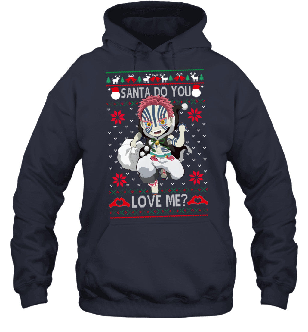 Akaza Demon Slayer Santa Do You Love Me Ugly Christmas T-Shirt