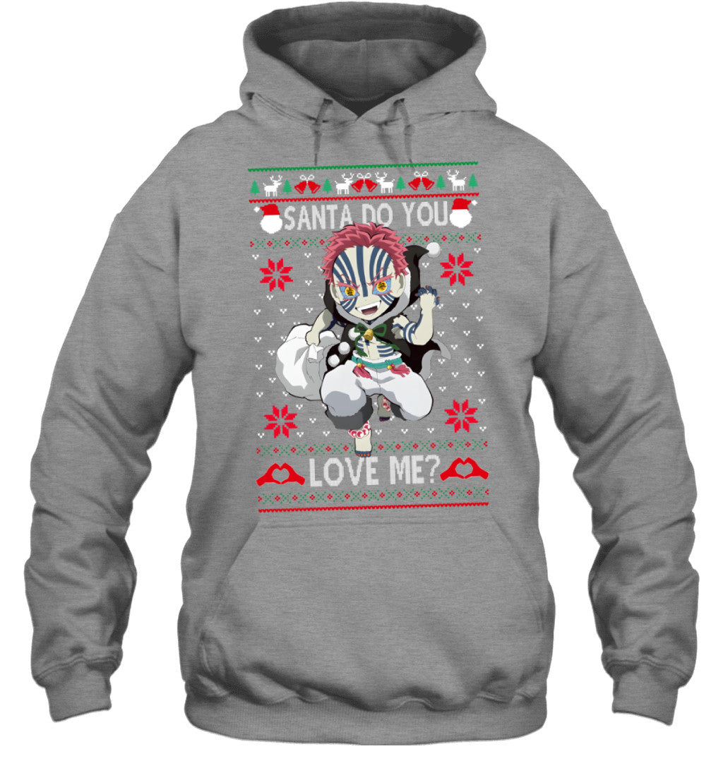 Akaza Demon Slayer Santa Do You Love Me Ugly Christmas T-Shirt