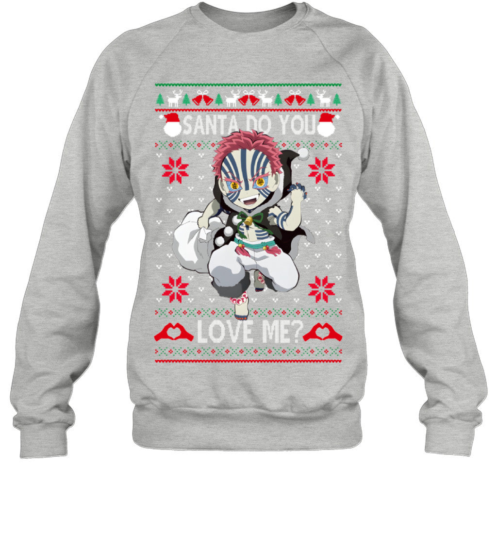 Akaza Demon Slayer Santa Do You Love Me Ugly Christmas T-Shirt