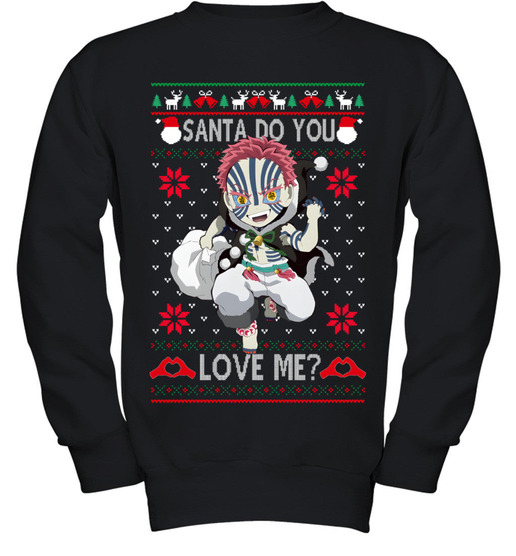 Akaza Demon Slayer Santa Do You Love Me Ugly Christmas T-Shirt
