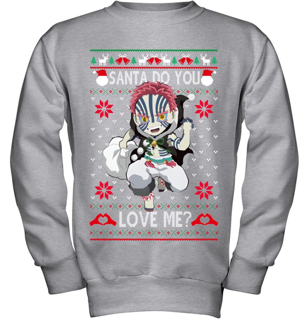 Akaza Demon Slayer Santa Do You Love Me Ugly Christmas T-Shirt
