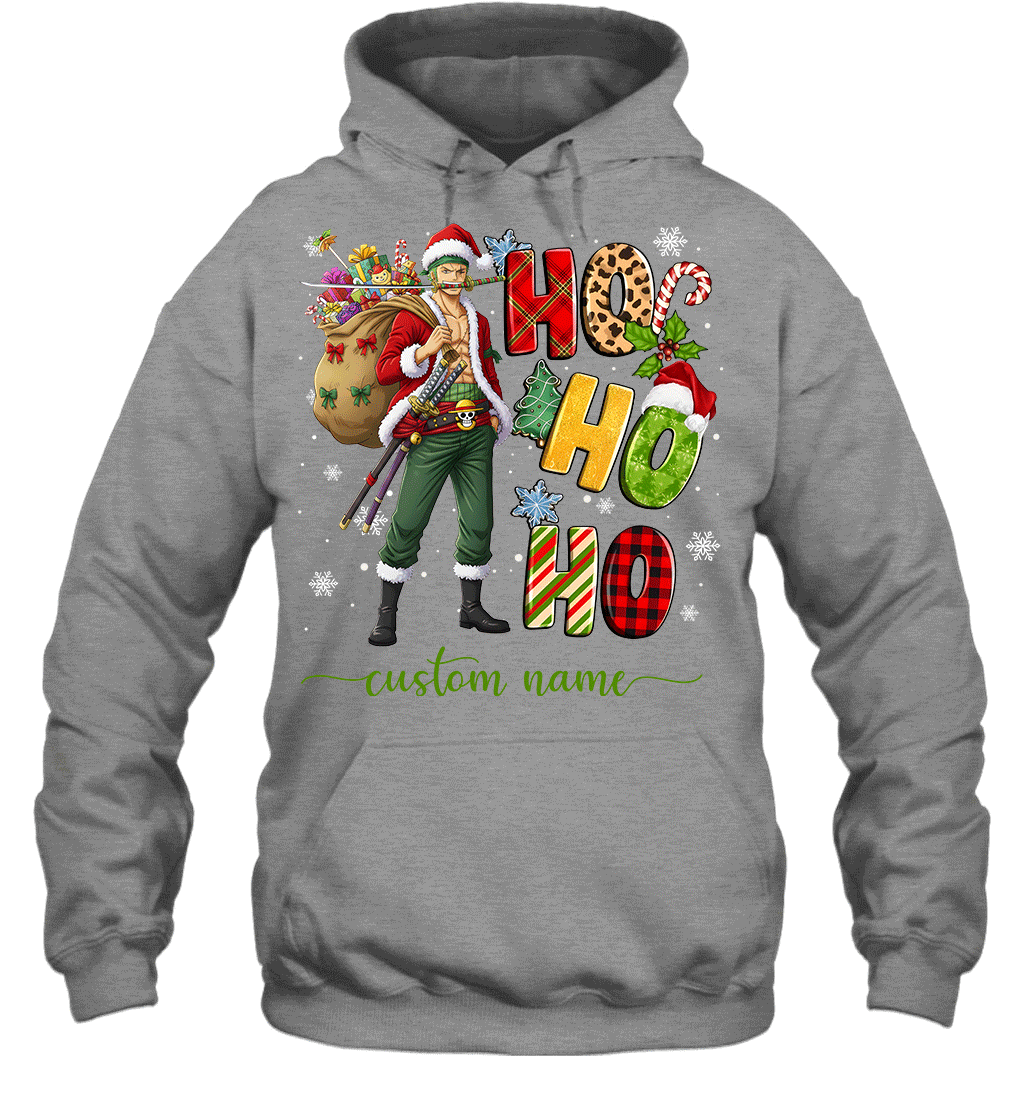 Zoro Christmas Ho Ho Ho Custom Name Graphic T-shirt