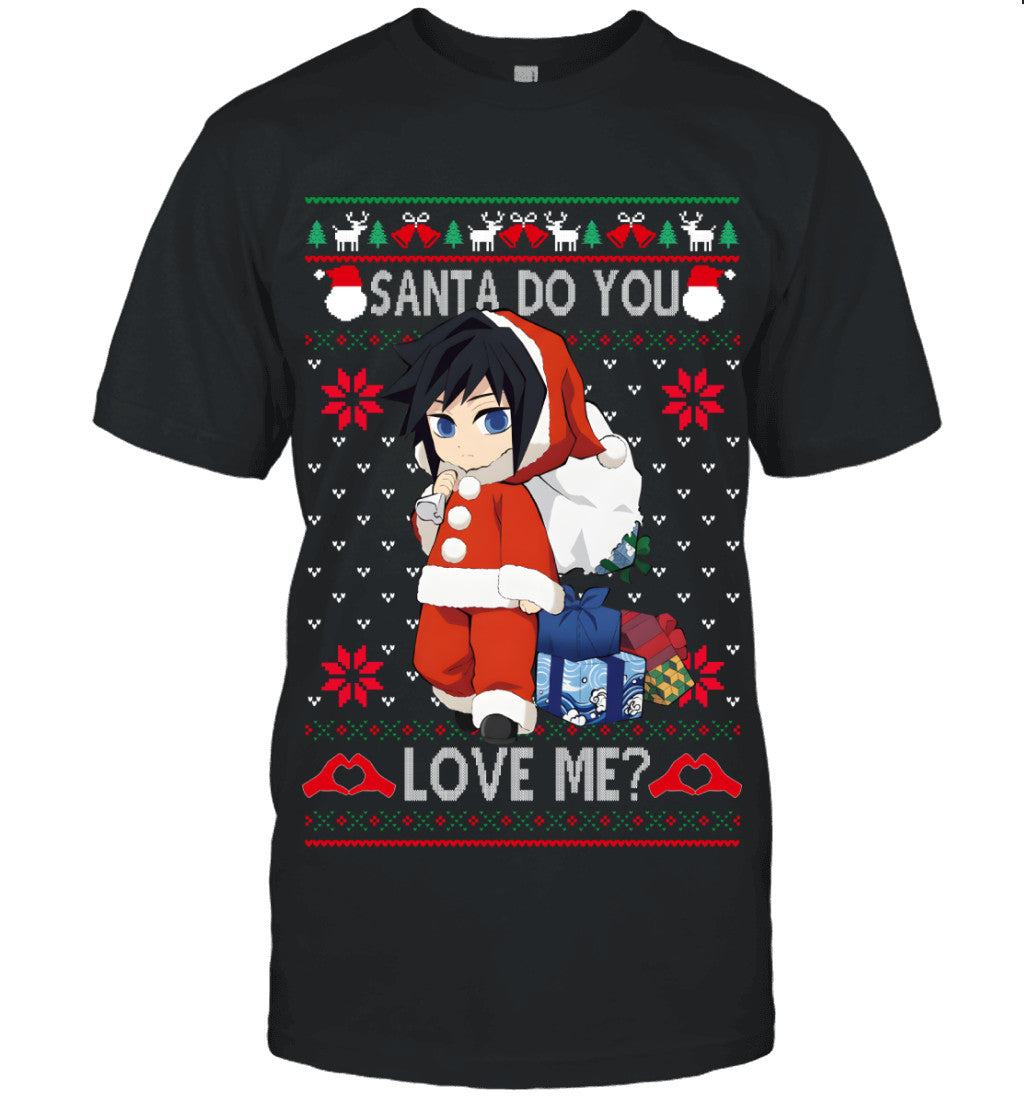 Giyu Tomioka Demon Slayer Santa Do You Love Me Ugly Christmas T-Shirt