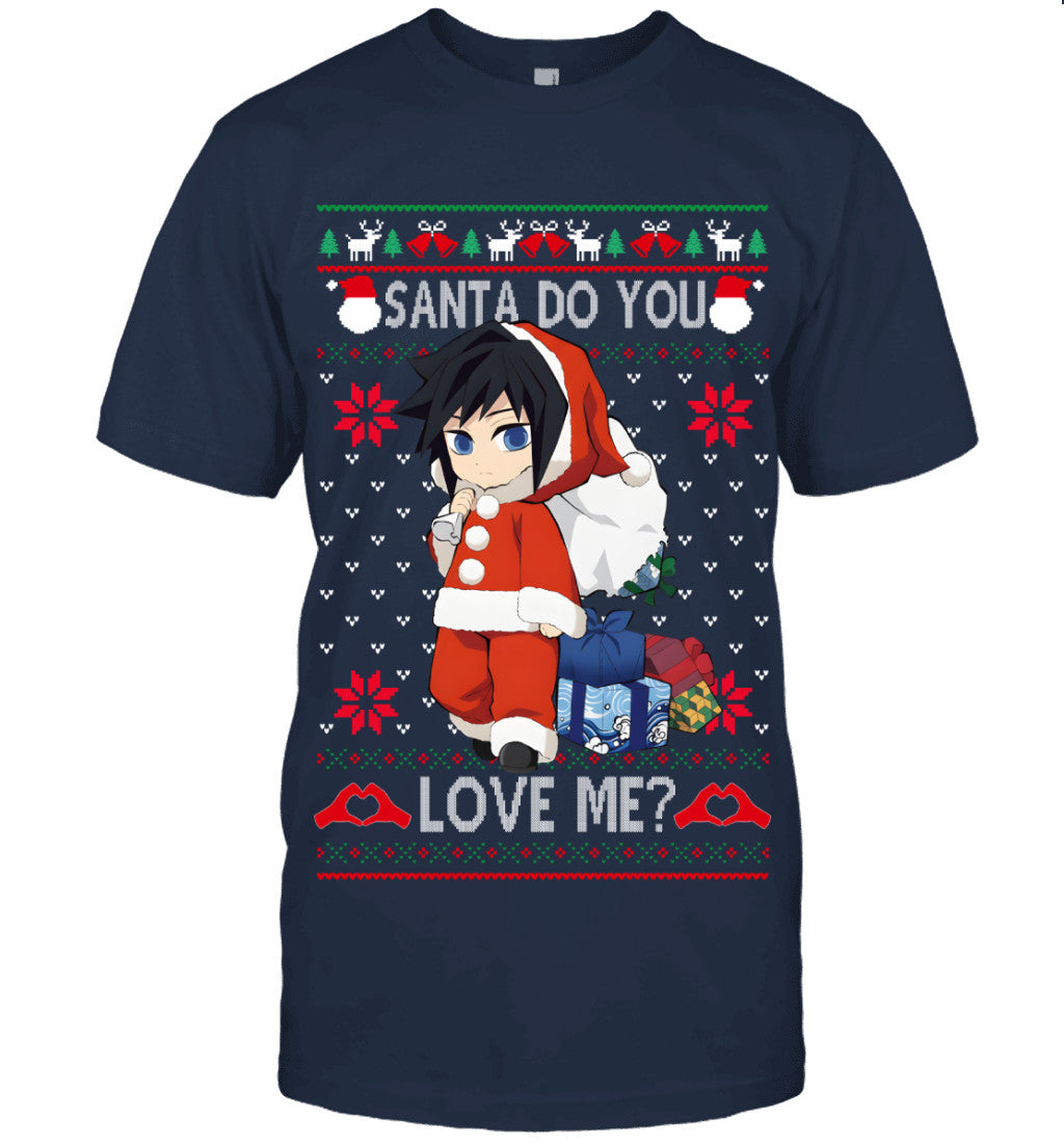 Giyu Tomioka Demon Slayer Santa Do You Love Me Ugly Christmas T-Shirt