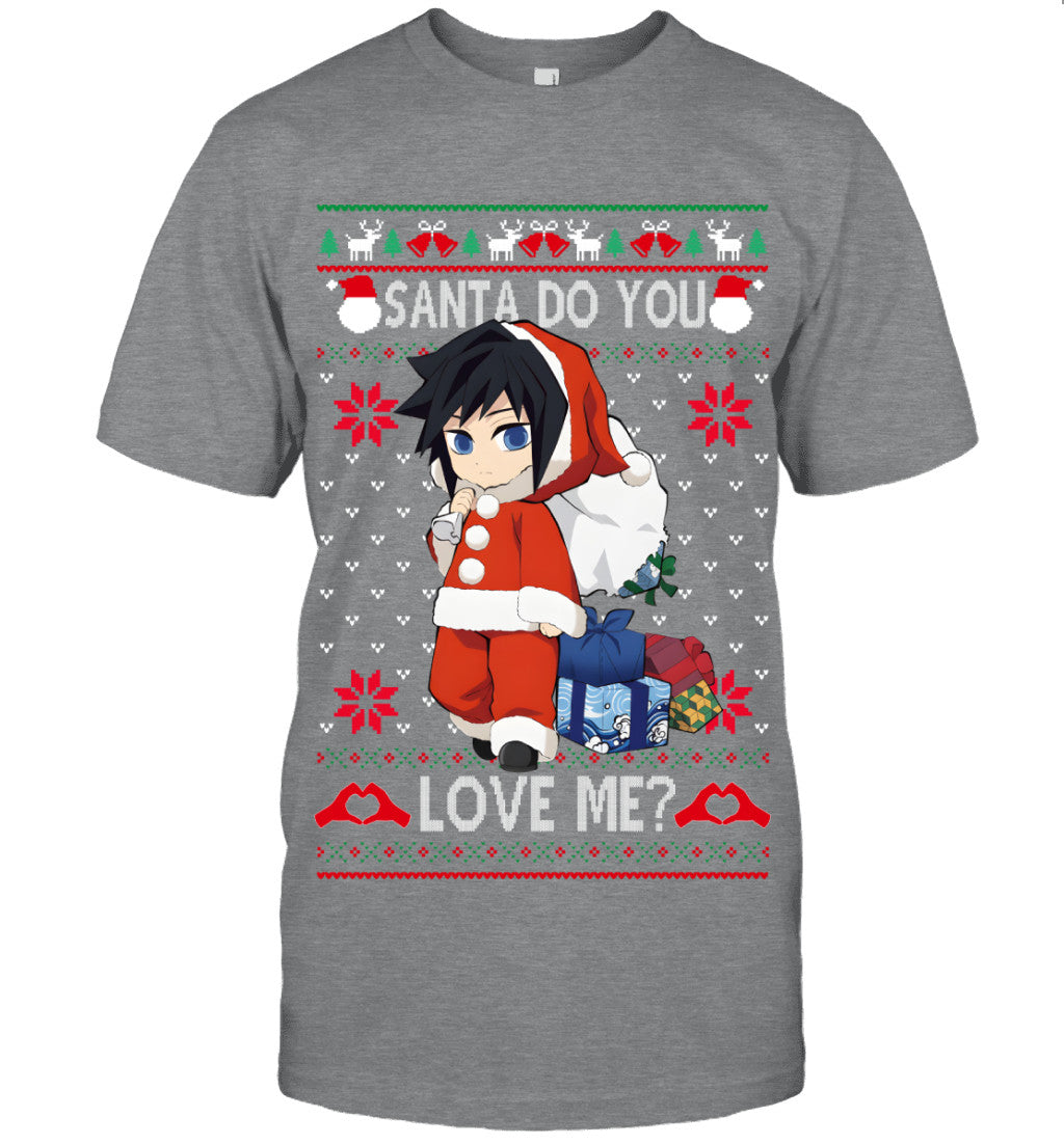 Giyu Tomioka Demon Slayer Santa Do You Love Me Ugly Christmas T-Shirt