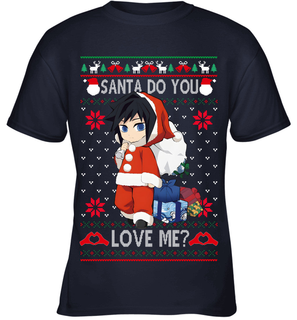 Giyu Tomioka Demon Slayer Santa Do You Love Me Ugly Christmas T-Shirt
