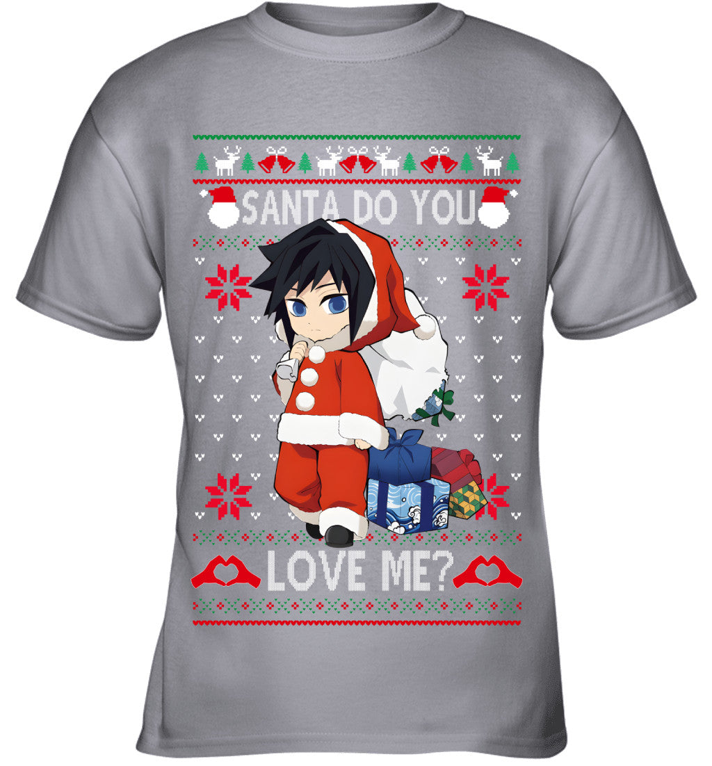 Giyu Tomioka Demon Slayer Santa Do You Love Me Ugly Christmas T-Shirt