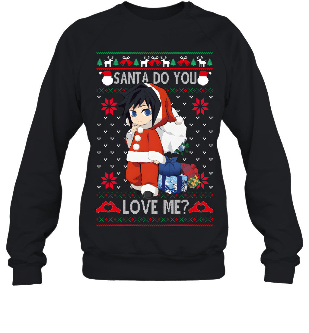 Giyu Tomioka Demon Slayer Santa Do You Love Me Ugly Christmas T-Shirt