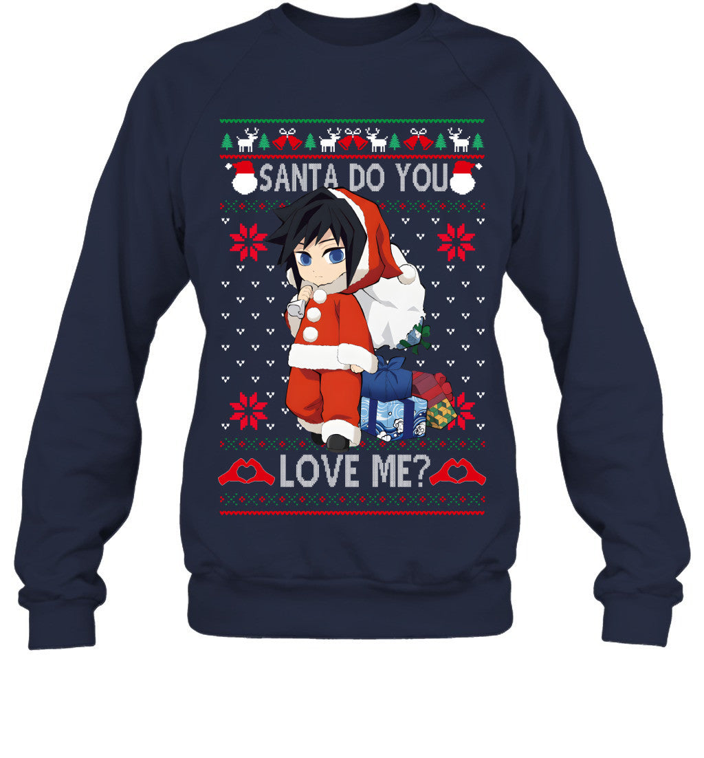 Giyu Tomioka Demon Slayer Santa Do You Love Me Ugly Christmas T-Shirt