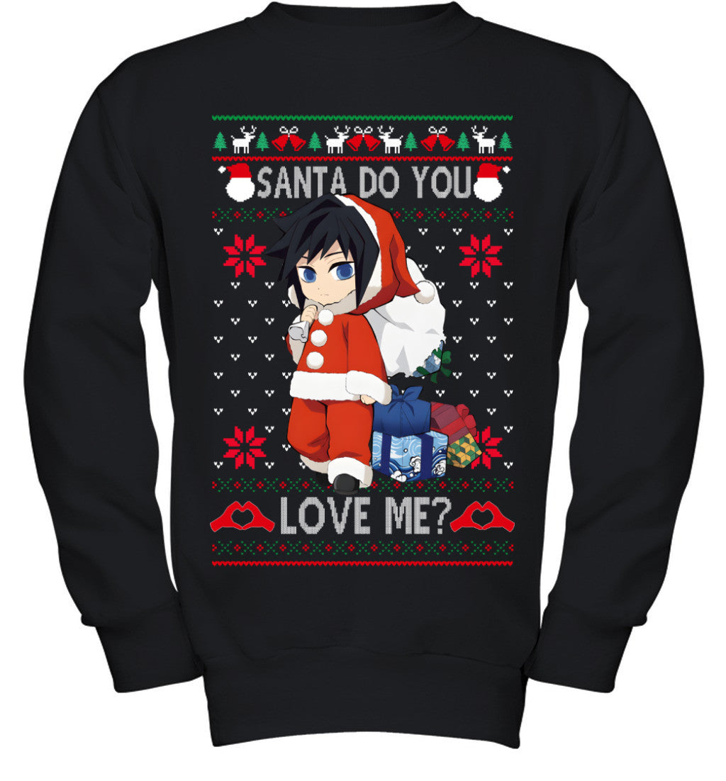 Giyu Tomioka Demon Slayer Santa Do You Love Me Ugly Christmas T-Shirt