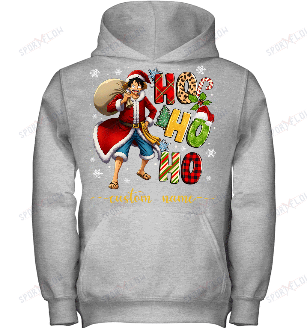 Monkey D. Luffy Christmas Ho Ho Ho Custom Name Graphic T-shirt