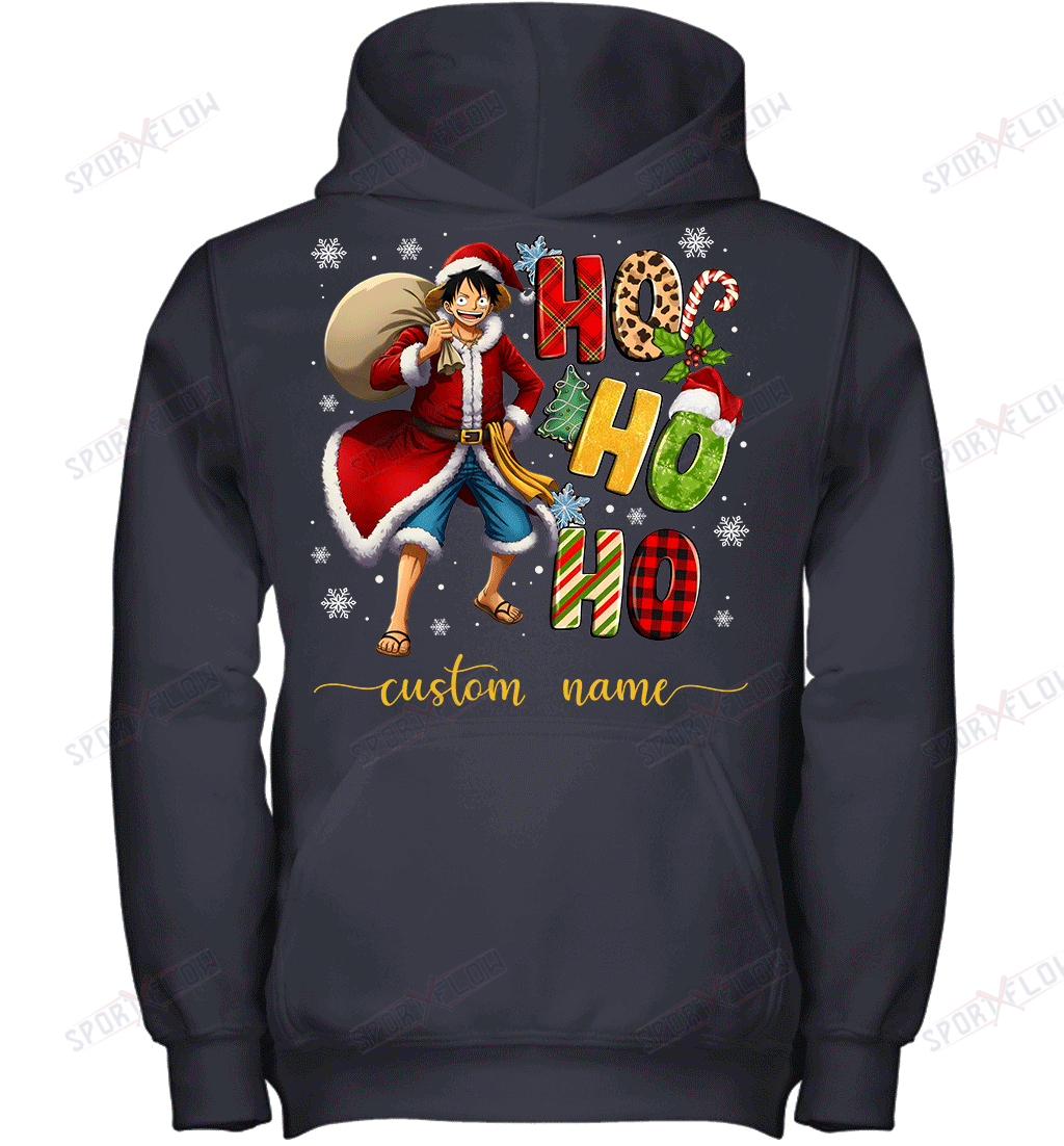 Monkey D. Luffy Christmas Ho Ho Ho Custom Name Graphic T-shirt