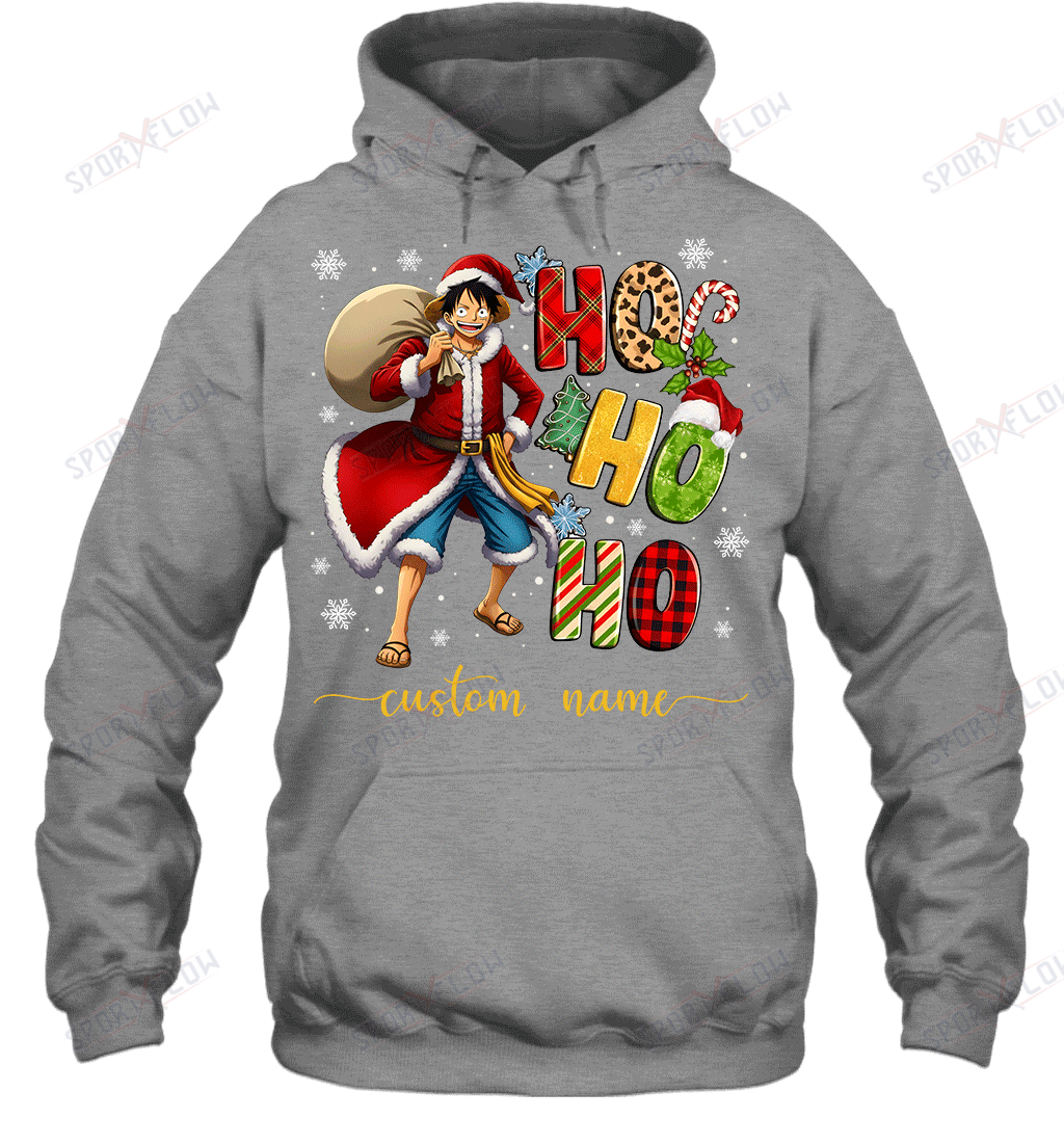 Monkey D. Luffy Christmas Ho Ho Ho Custom Name Graphic T-shirt