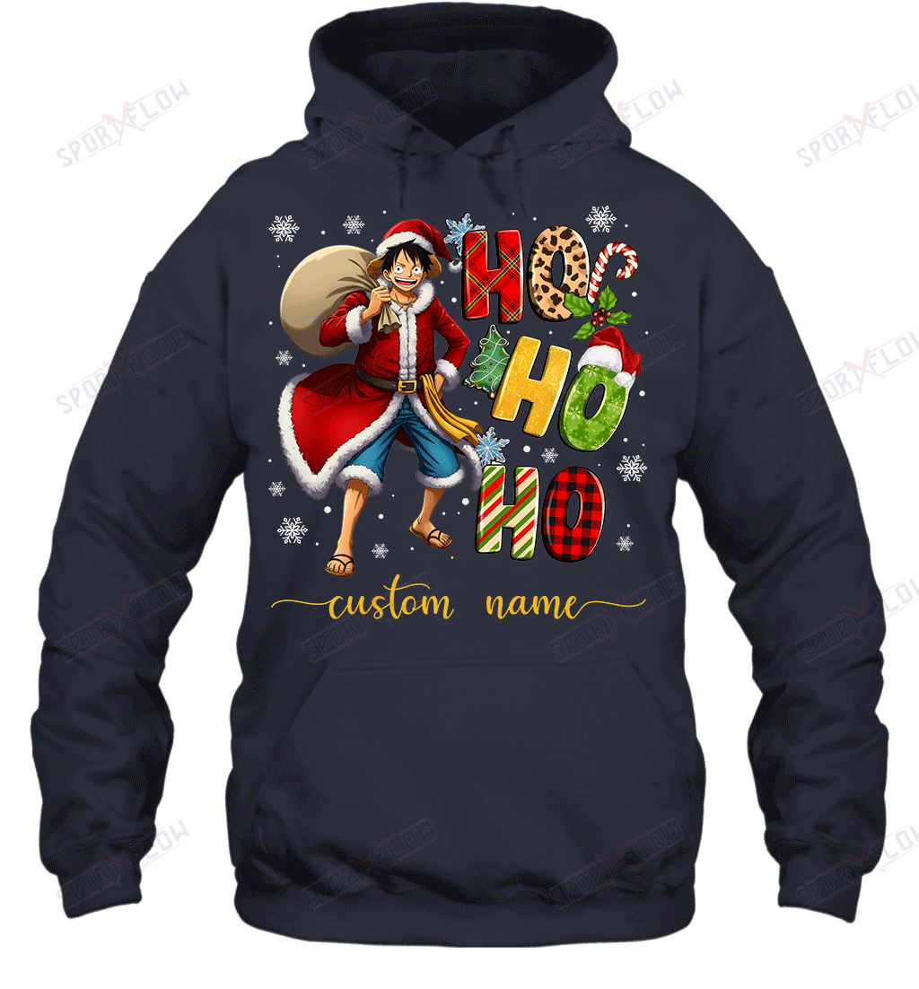 Monkey D. Luffy Christmas Ho Ho Ho Custom Name Graphic T-shirt
