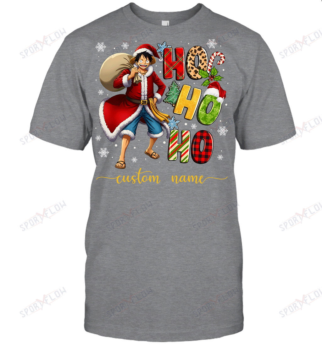 Monkey D. Luffy Christmas Ho Ho Ho Custom Name Graphic T-shirt
