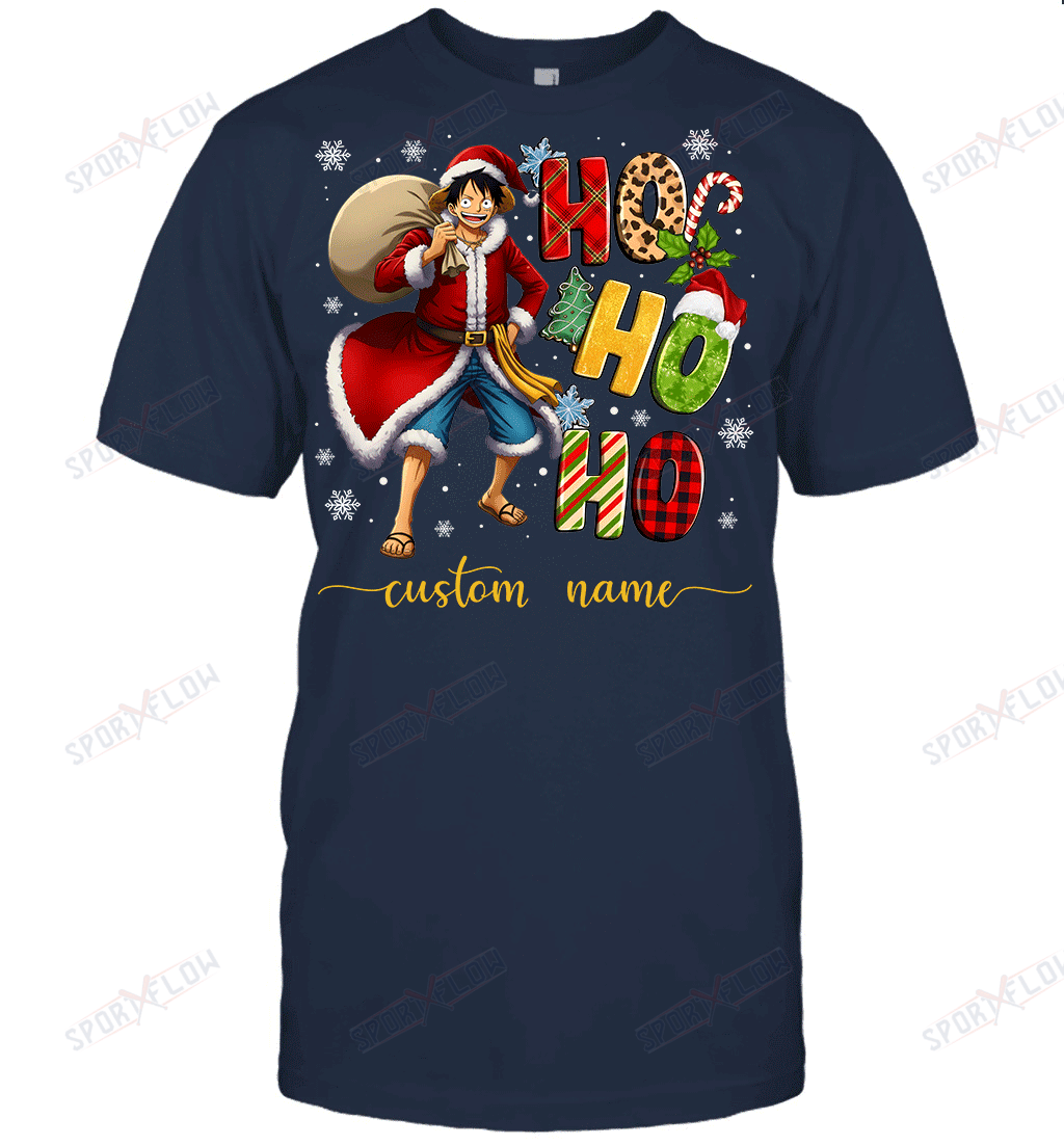 Monkey D. Luffy Christmas Ho Ho Ho Custom Name Graphic T-shirt